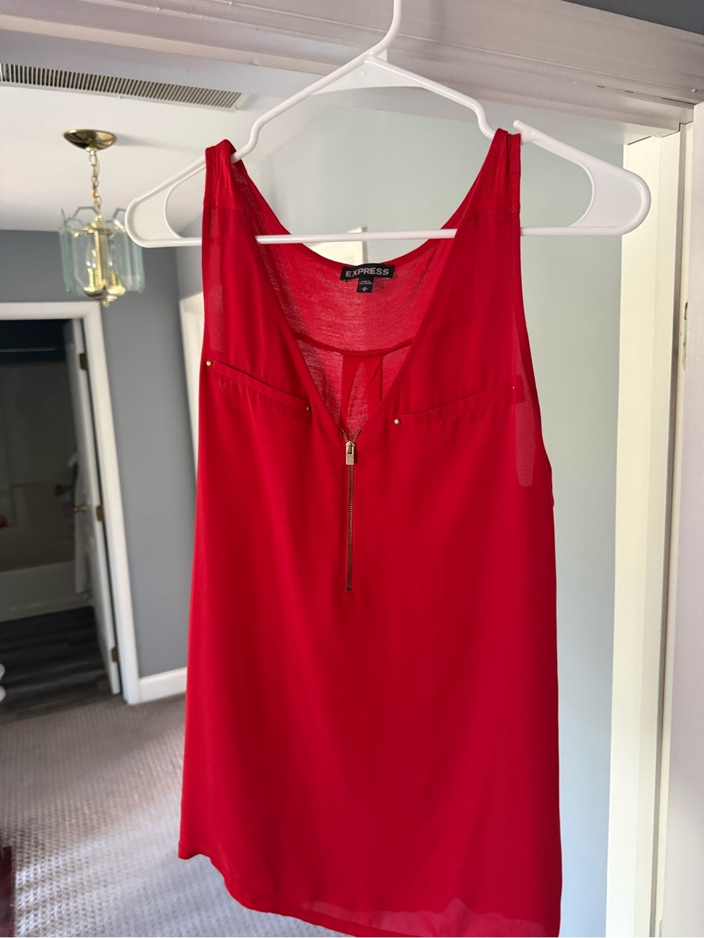 Express Red Zip-Front Sleeveless Tank
